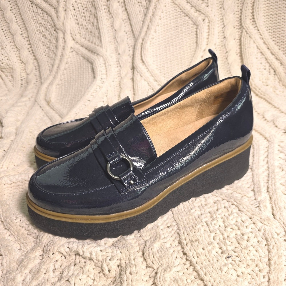 Soul Naturalizer Joyla Loafers Navy Patent Platform Slip On Womens 10W Excellent
